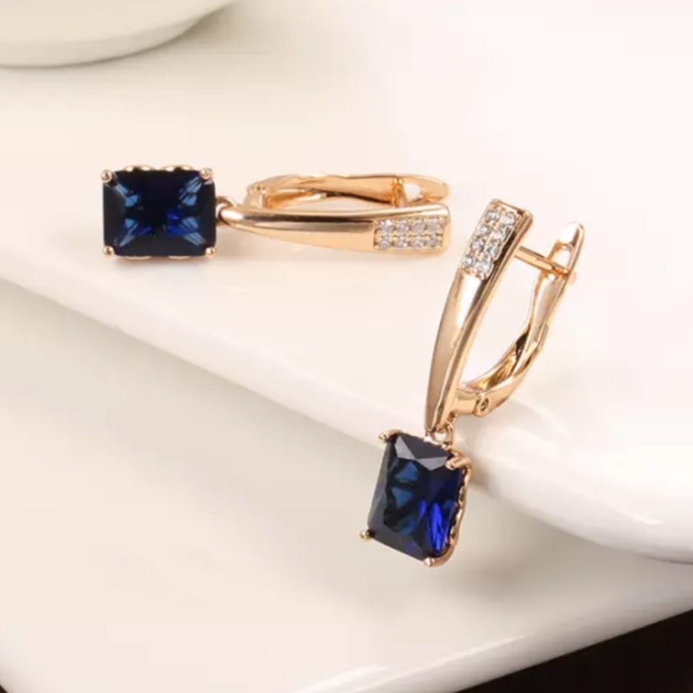 NEW Luxury 585 Rose Gold Dangle Earrings - Picture 2 of 7